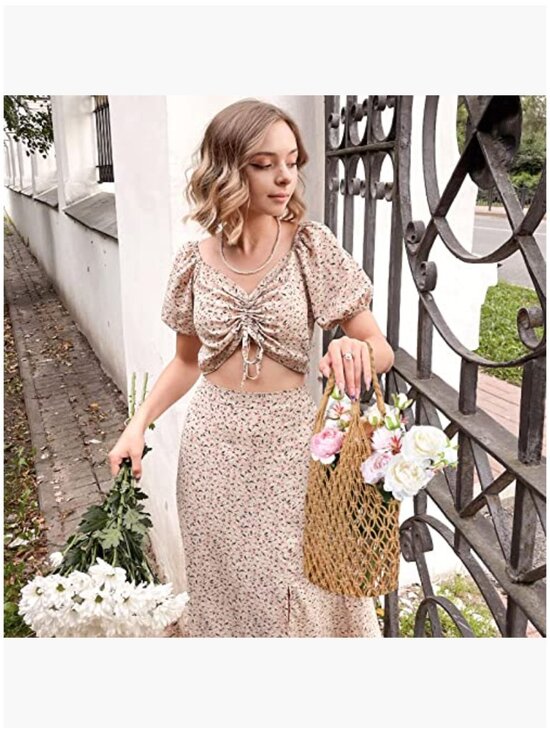 Cotton Rope Woven Shoulder Bag Macrame Mesh Beach Purse Hobo - Picture 2 of 7